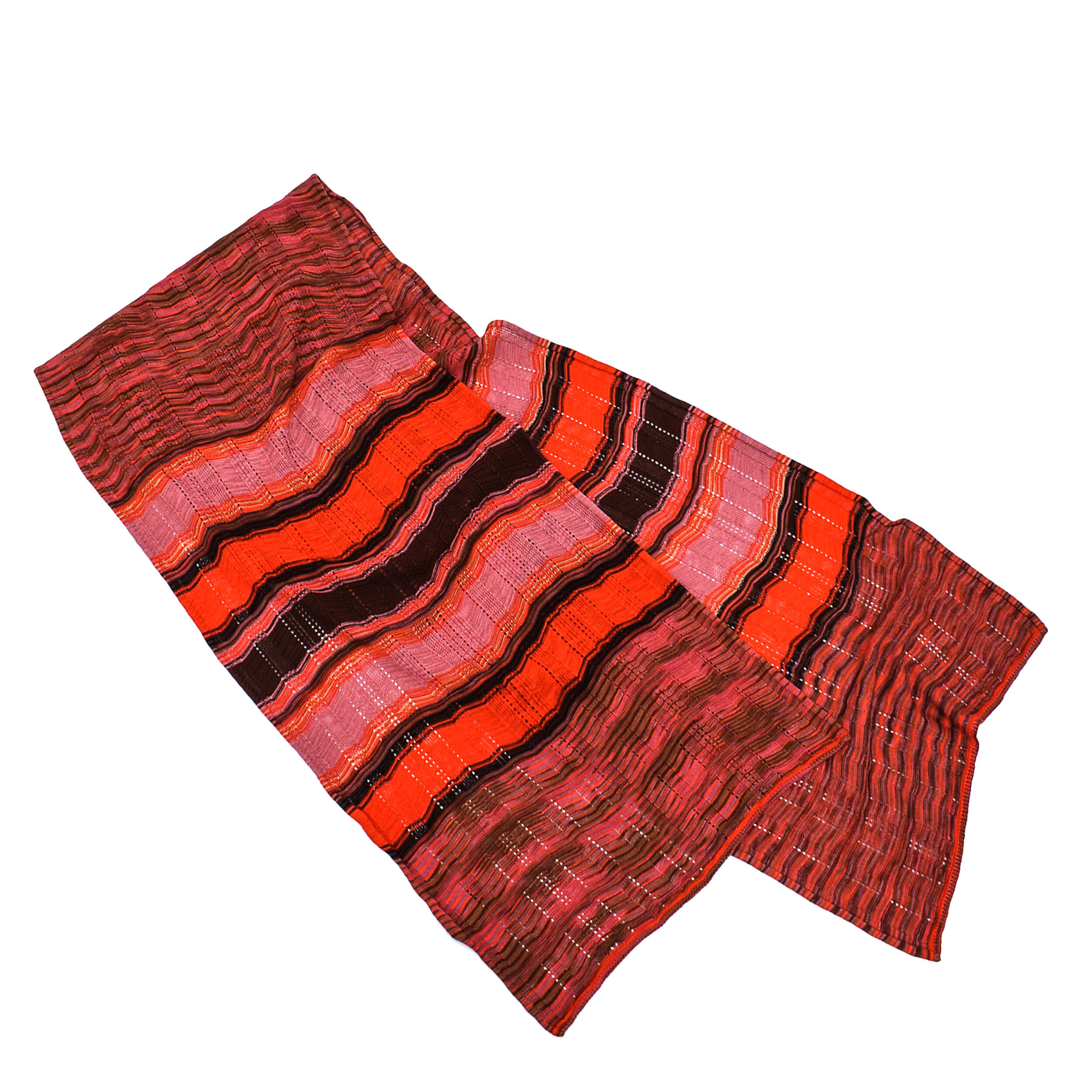 Missoni - Coral & Brown Knitted Shawl /Scarf